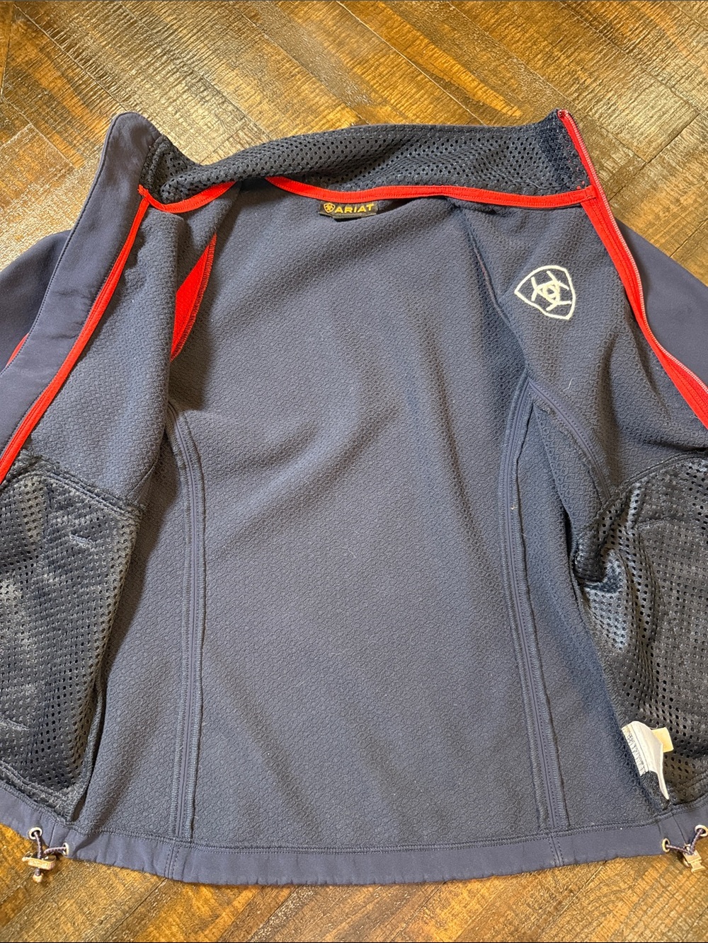 Ariat Team Softshell Riding Jacket Women XS Navy Red Full Zip Equestrian - Picture 13 of 13